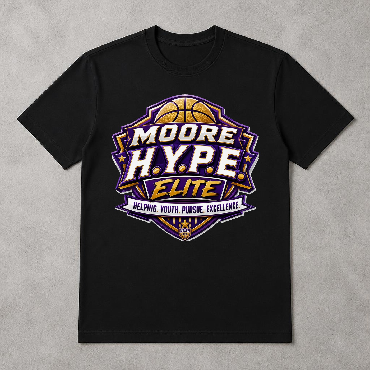 Moore H.Y.P.E. Elite Black tee mockup